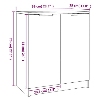 vidaXL Shoe Cabinet White 59x35x70 cm Engineered Wood