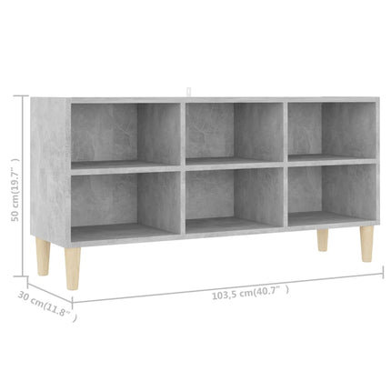 TV Cabinet with Solid Wood Legs Concrete Grey 103.5x30x50 cm