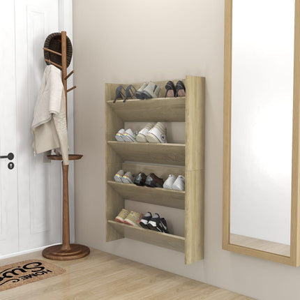 Wall Shoe Cabinets 2 pcs Sonoma Oak 80x18x60cm Engineered Wood