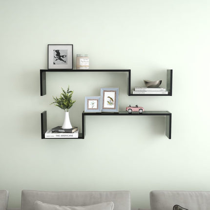 Wall Shelves 2 pcs Black 100x15x20 cm Engineered Wood