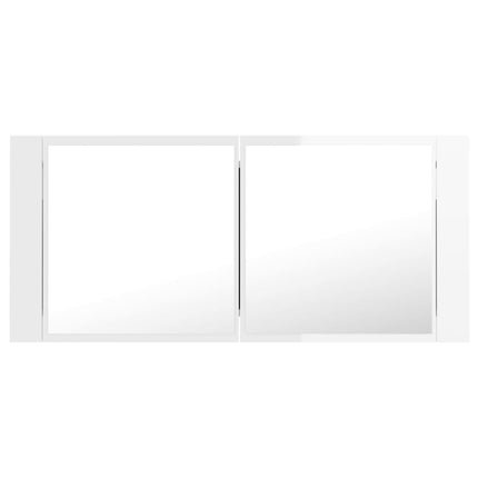 vidaXL LED Bathroom Mirror Cabinet High Gloss White 100x12x45cm