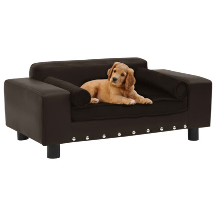 vidaXL Dog Sofa Brown 81x43x31 cm Plush and Faux Leather