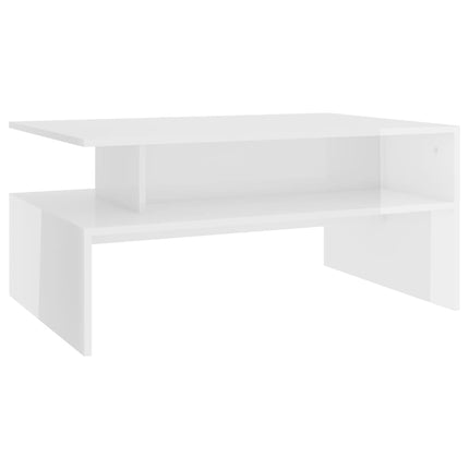 Coffee Table High Gloss White 90x60x42.5 cm Engineered Wood