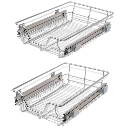vidaXL Pull-Out Wire Baskets 2 pcs Silver 400 mm