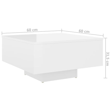 vidaXL Coffee Table High Gloss White 60x60x31.5 cm Chipboard