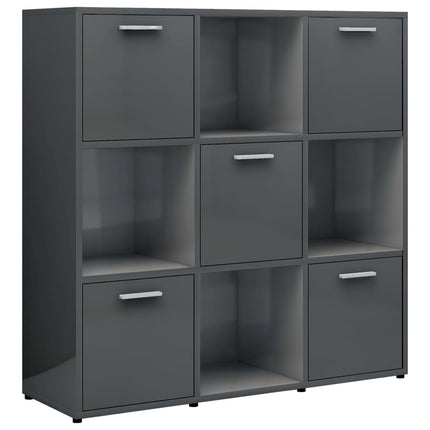 vidaXL Book Cabinet High Gloss Grey 90x30x90 cm Chipboard