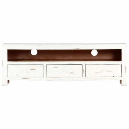 vidaXL TV Cabinet White 120x30x40 cm Solid Acacia Wood