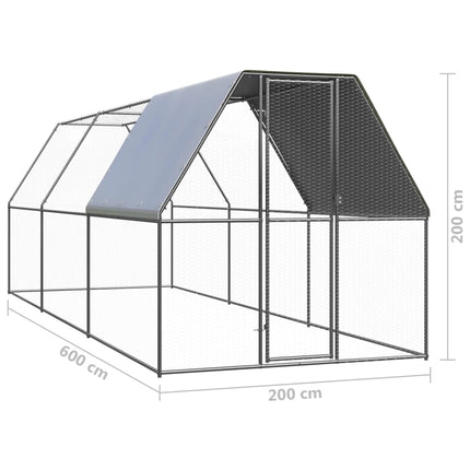 vidaXL Outdoor Chicken Cage 2x2x2 m Galvanised Steel