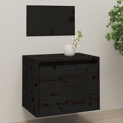 Wall Cabinet Black 45x30x35 cm Solid Wood Pine