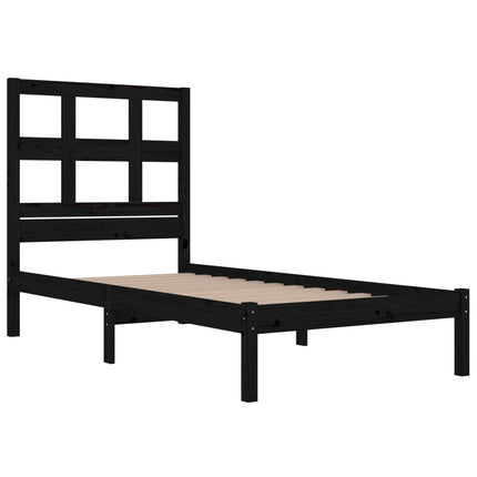 vidaXL Bed Frame Black Solid Wood Pine 92x187 cm Single Bed Size