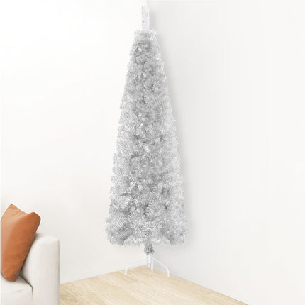 vidaXL Slim Artificial Half Christmas Tree with Stand Silver 180 cm