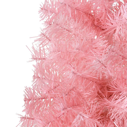 vidaXL Slim Artificial Half Christmas Tree with Stand Pink 210 cm
