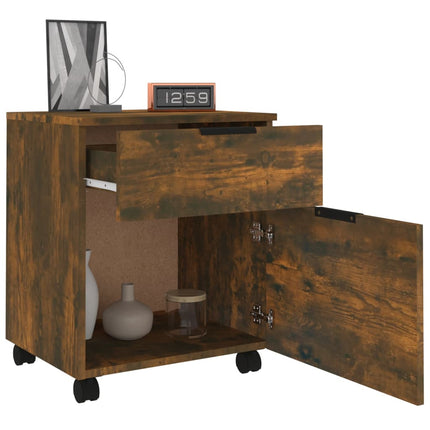 vidaXL Mobile File Cabinet with Wheels Smoked Oak 45x38x54 cm Engineered Wood