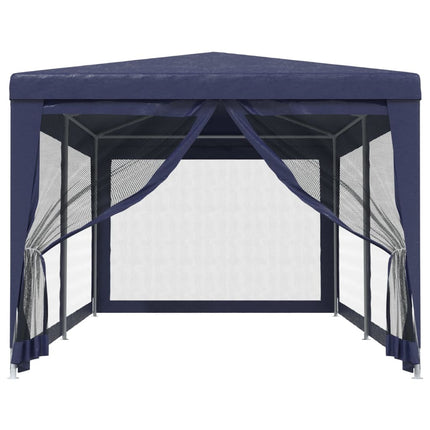 vidaXL Party Tent with 6 Mesh Sidewalls Blue 3x6 m HDPE