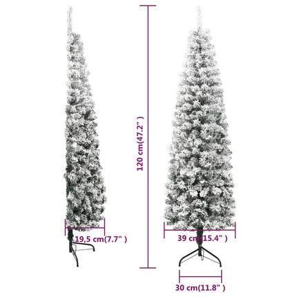 Slim Artificial Half Christmas Tree with Flocked Snow 120 cm
