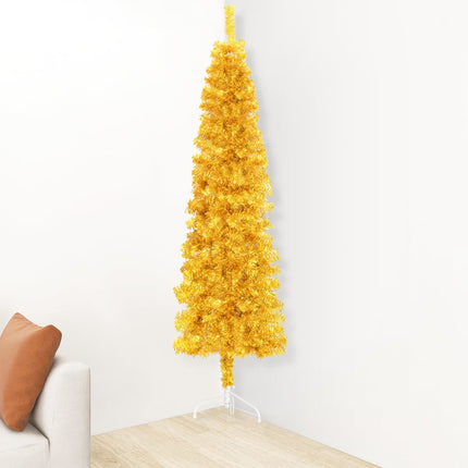 vidaXL Slim Artificial Half Christmas Tree with Stand Gold 240 cm