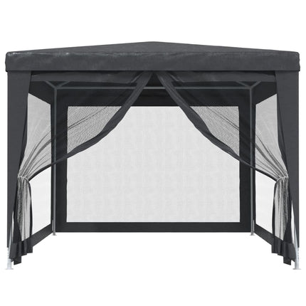 Party Tent with 4 Mesh Sidewalls Anthracite 3x4 m HDPE