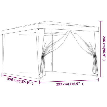 Party Tent with 4 Mesh Sidewalls Anthracite 3x4 m HDPE