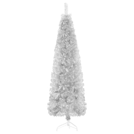 vidaXL Slim Artificial Half Christmas Tree with Stand Silver 210 cm