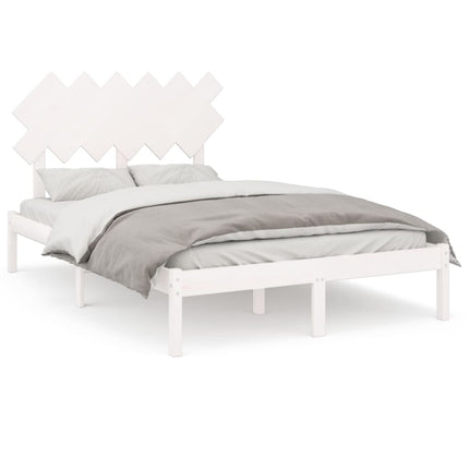 vidaXL Bed Frame White 137x187 cm Double Size Solid Wood