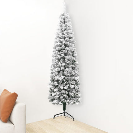 Slim Artificial Half Christmas Tree with Flocked Snow 150 cm