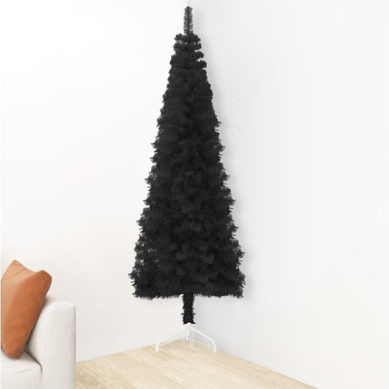 vidaXL Slim Artificial Half Christmas Tree with Stand Black 210 cm