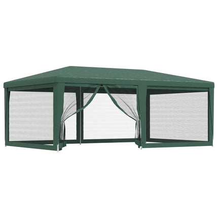 Party Tent with 6 Mesh Sidewalls Green 6x4 m HDPE