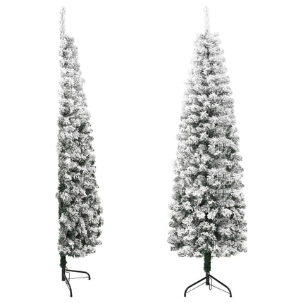 vidaXL Slim Artificial Half Christmas Tree with Flocked Snow 240 cm