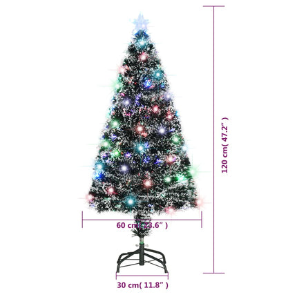 vidaXL Christmas Tree with LEDs Green and White 120 cm Fibre Optic