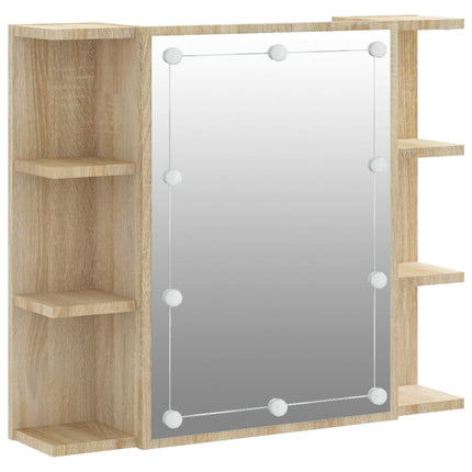 Mirror Cabinet with LED Sonoma Oak 70x16.5x60 cm