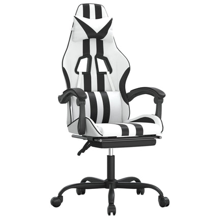 Gaming Chair with Footrest White and Black Faux Leather