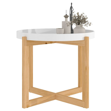 vidaXL Coffee Table White 53x53x43.5cm Engineered Wood&Solid Wood Pine