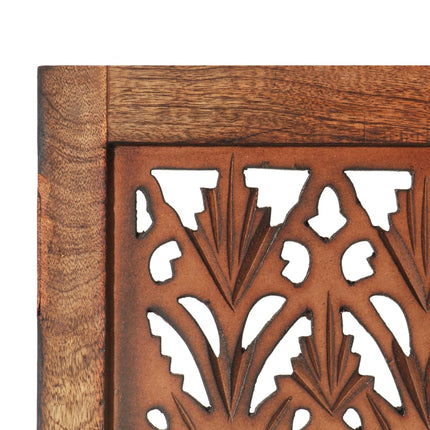 vidaXL Hand Carved 3-Panel Room Divider Brown 120x165 cm Solid Mango Wood