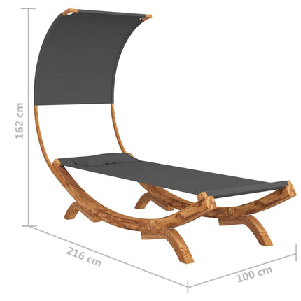 vidaXL Hammock with Canopy 100x200x126 cm Solid Bent Wood Anthracite