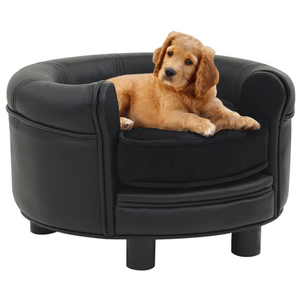 vidaXL Dog Sofa Black 48x48x32 cm Plush and Faux Leather