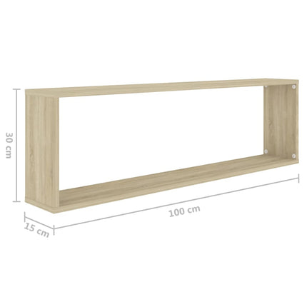 Wall Cube Shelves 6 pcs Sonoma Oak 100x15x30 cm Engineered Wood