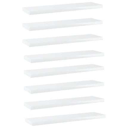 vidaXL Bookshelf Boards 8 pcs High Gloss White 40x10x1.5 cm Chipboard