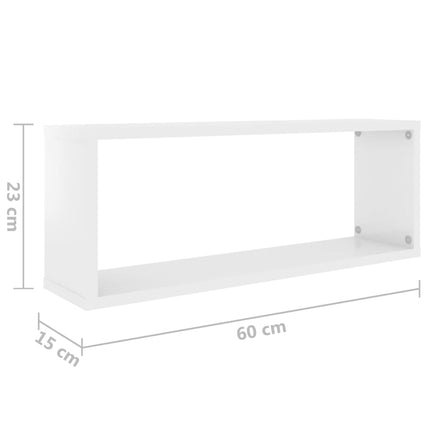 vidaXL Wall Shelves 2 pcs High Gloss White 60x15x23 cm Chipboard