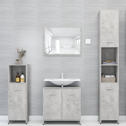 Bathroom Furniture Set Concrete Grey Engineered Wood