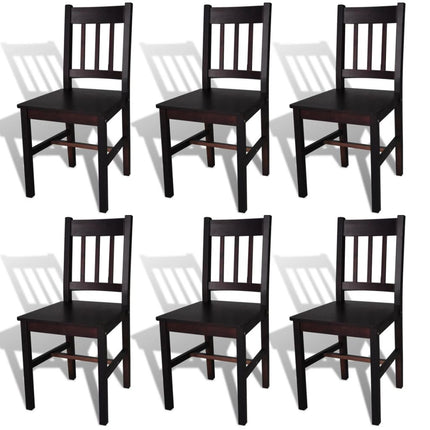 vidaXL Dining Chairs 6 pcs Brown Pinewood