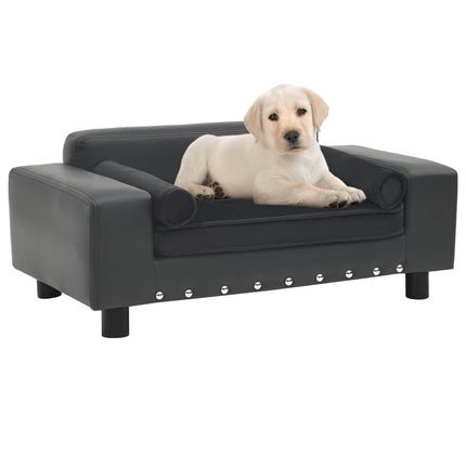 vidaXL Dog Sofa Dark Grey 81x43x31 cm Plush and Faux Leather