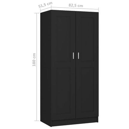 Wardrobe Black 82.5x51.5x180 cm Engineered Wood