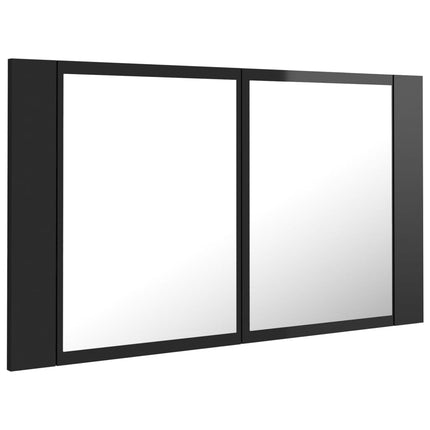 vidaXL LED Bathroom Mirror Cabinet High Gloss Black 80x12x45 cm