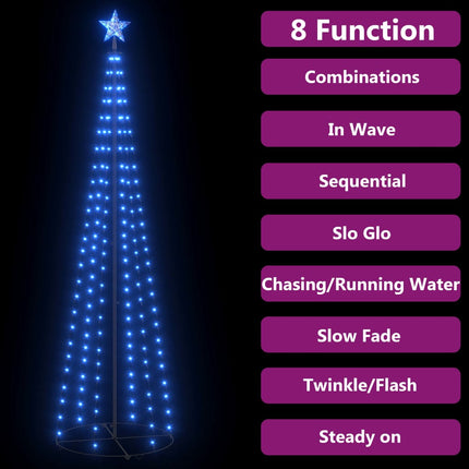 vidaXL Christmas Cone Tree Blue 136 LEDs Decoration 70x240 cm