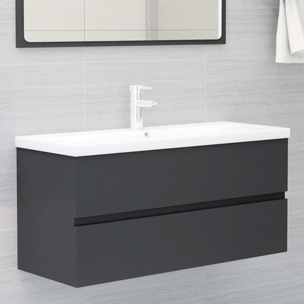 vidaXL 2 Piece Bathroom Furniture Set Grey Chipboard