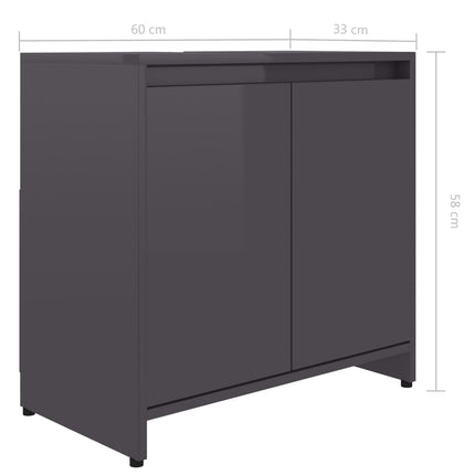 Bathroom Cabinet High Gloss Grey 60x33x61 cm Engineered Wood