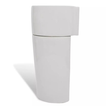 vidaXL Ceramic Stand Bathroom Sink Basin Faucet/Overflow Hole White