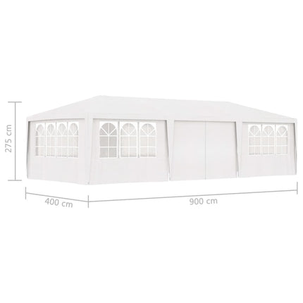 vidaXL Professional Party Tent with Side Walls 4x9 m White 90 g/m²