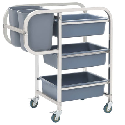 vidaXL Kitchen Cart with Plastic Containers 82x43.5x93 cm