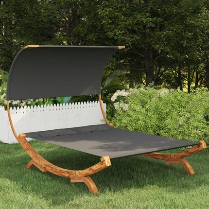 vidaXL Hammock with Canopy 165x203x126 cm Solid Bent Wood Anthracite